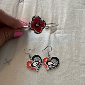 University of Georgia Silver and Red Jewelry Set